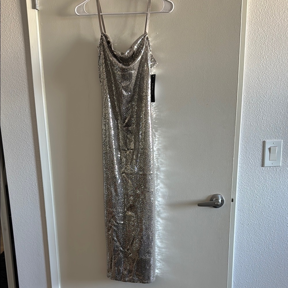 Silver Sequin Evening Gown